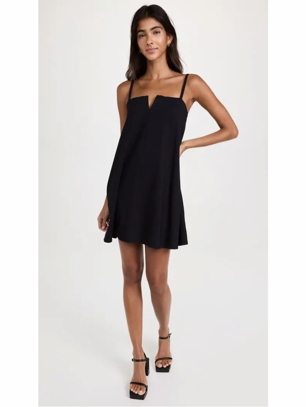 Susana Monaco Flared Babydoll V Wire Tank Dress in Black Size Small NEW NWT